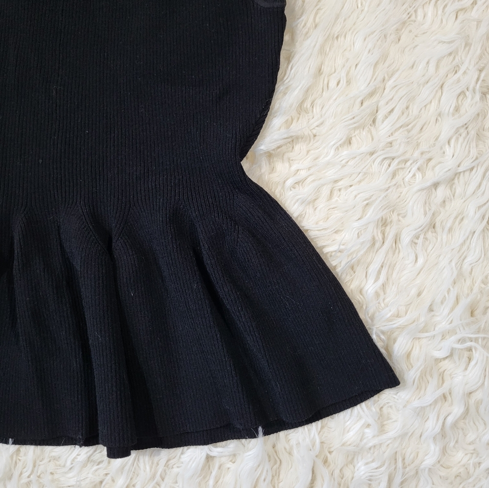 Veronica Beard Black Ribbed Arago Peplum Top Dress, Medium - Picture 14 of 14